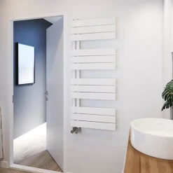 Sèche-serviettes eau chaude en acier GoodHome Boxwood blanc 488W