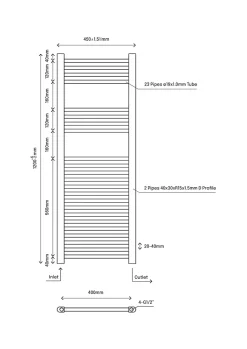 Sèche-serviettes eau chaude plat en acier Flomasta blanc 490W