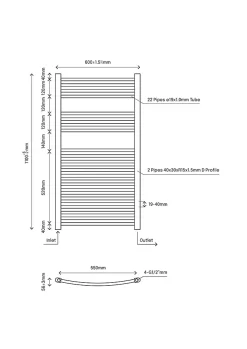 Sèche-serviettes eau chaude en acier galbé Flomasta blanc 566W