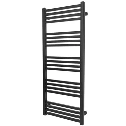 Sèche-serviettes eau chaude en acier GoodHome Duala noir 20 barres - 438 W
