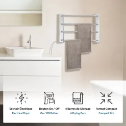Sèche-Serviettes Electrique FISHTEC Salle de Bain 60 W