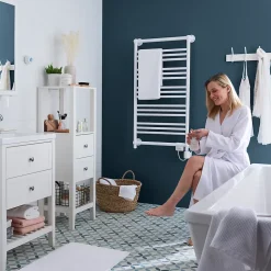 Sèche-serviettes électrique à inertie fluide GoodHome Hyana blanc 500W