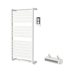 Sèche-serviettes électrique GoodHome Loreto blanc 500W + Soufflerie amovible GoodHome Acilia blanc 1000W