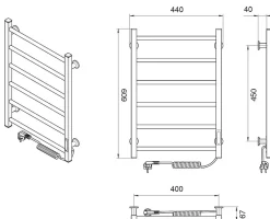 Sèche-serviettes électrique ALFA 400x600 avec minuterie ECO, 95W, Blanc