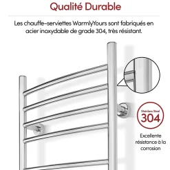 Sèche-serviettes électrique chrome 150W WarmlyYours, Dimensions: 101.6 cm x 45.7 cm