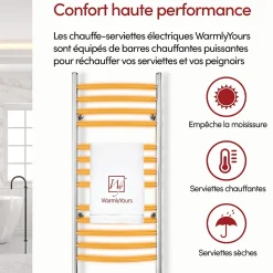Sèche-serviettes électrique chrome 150W WarmlyYours, Dimensions: 101.6 cm x 45.7 cm