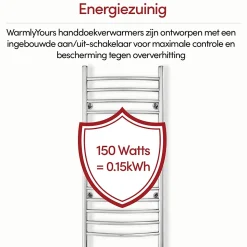 Sèche-serviettes électrique chrome 150W WarmlyYours, Dimensions: 101.6 cm x 45.7 cm