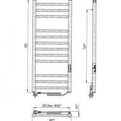 Sèche-serviettes électrique IMIDZ 350x900 avec minuterie ECO, 190W, Blanc