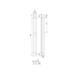 Sèche-serviettes électrique DUET 80x1200 avec minuterie ECO, 80W, Blanc