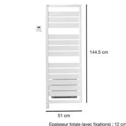 Sèche-serviettes électrique à inertie fluide Acova Astrakan +Air grey aluminium 750W + soufflerie 1000W