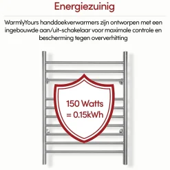 Sèche-serviettes électrique brossé 150W WarmlyYours, Dimensions: 81,2cm x 60 cm