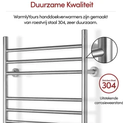 Sèche-serviettes électrique brossé 150W WarmlyYours, Dimensions: 81,2cm x 60 cm