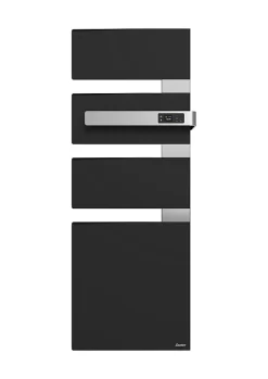 Sèche-serviettes électrique à inertie fluide Sauter Alutu anthracite mât à droite 750W + soufflerie 1000W