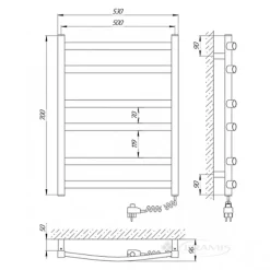 Sèche-serviettes électrique ATLANT 500x700 avec minuterie ECO, 160W, Blanc