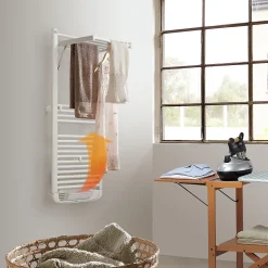 Sèche-serviettes électrique à inertie fluide Deltacalor Stendino 750W + soufflerie 1000W blanc
