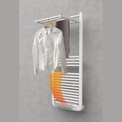 Sèche-serviettes électrique à inertie fluide Deltacalor Stendino 750W + soufflerie 1000W blanc