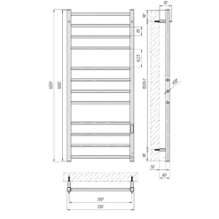 Sèche-serviettes électrique ALFA 500x1200 avec minuterie ECO, 225W, Blanc
