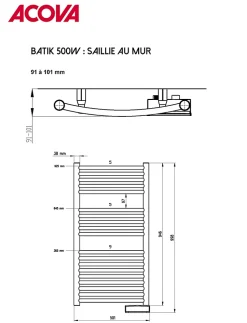 Sèche-serviettes électrique à inertie fluide Acova Batik blanc 500W