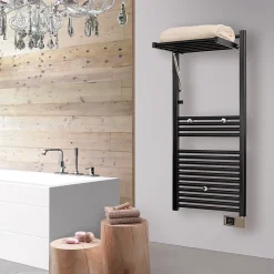 Sèche-serviettes électrique à inertie fluide Deltacalor Stendino 750W noir