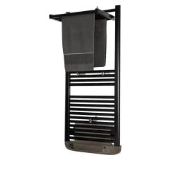 Sèche-serviettes électrique à inertie fluide Deltacalor Stendino 750W + soufflerie 1000W noir