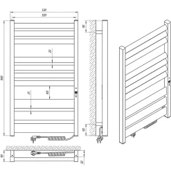 Sèche-serviettes électrique LAVINA 500x900 avec minuterie ECO, 280W, Noir