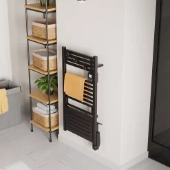 Sèche-serviettes électrique 500 W noir à inertie fluide + soufflerie 1000 W - Noirot Actibain