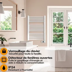 Sèche-serviettes électrique à inertie sèche HJM, 750 W, Noor, Blanc