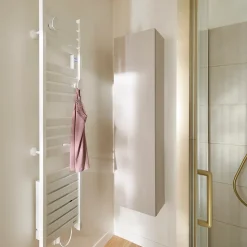 Sèche-serviettes électrique à inertie fluide Sauter Kelud Slim blanc 500W + soufflerie 1000W