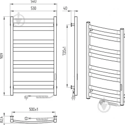 Sèche-serviettes électrique ATLANT 500x900 avec minuterie ECO, 210W, Blanc