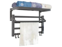 Sèche-serviettes électrique avec étagère gris anthracite 55W