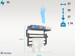 Sèche-serviettes électrique avec étagère gris anthracite 55W