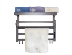 Sèche-serviettes électrique avec étagère gris anthracite 55W