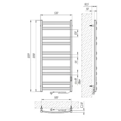 Sèche-serviettes électrique ATLANT 500x1200 avec minuterie ECO, 300W, Blanc