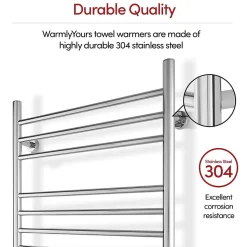 Sèche-serviettes électrique chrome 150W WarmlyYours, Dimensions: 81.2cm x 60 cm