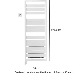 Sèche-serviettes électrique à inertie fluide Acova Astrakan + Air noir 750W + soufflerie 1000W