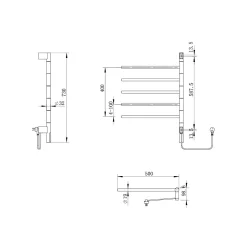 Sèche-serviettes Noir 5 branches pivotantes FLEXICO - bain-bain