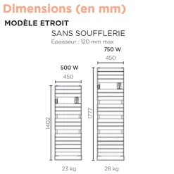 Sèche-serviettes Riviera 2 étroit 500W blanc brillant - THERMOR - 498222