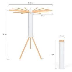 Séchoir à linge à rayons rotatif et pliable capacité 21M blanc et bois