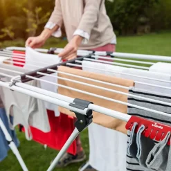 Séchoir à linge Double 187 x 57 x H94 cm Etendage pliable Tube Anti-plis VILEDA