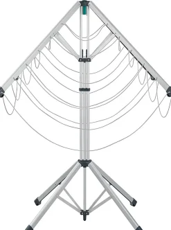 Séchoir à linge parapluie sur pied 14 m d'étendage avec housse, gris et noir, Leifheit LinoPop-Up 140