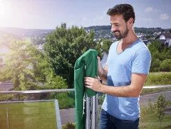 Séchoir à linge parapluie sur pied 14 m d'étendage avec housse, gris et noir, Leifheit LinoPop-Up 140