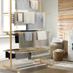 Séchoir à linge pliable 3 niveaux RITA capacité 22M en bambou