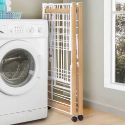 Séchoir à linge pliable DELUXE capacité 22M avec tringle blanc et effet bois