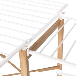 Séchoir à linge pliable DELUXE capacité 22M avec tringle blanc et effet bois