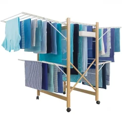 Séchoir à linge pliable DELUXE capacité 27M blanc et effet bois