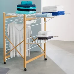 Séchoir à linge pliable DELUXE capacité 27M blanc et effet bois