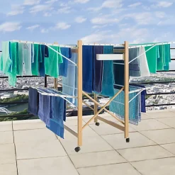 Séchoir à linge pliable DELUXE capacité 27M blanc et effet bois