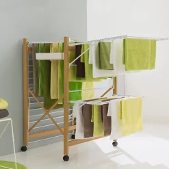 Séchoir à linge pliable DELUXE capacité 27M blanc et effet bois