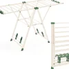 Séchoir à Linge Pliante, avec Ailes Latérales Hauteur, 18 Barres, Chaussures, Vêtements (1,6 M,Beige)