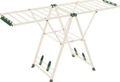 Séchoir à Linge Pliante, avec Ailes Latérales Hauteur Réglable, 20 Barres et 4 Crochets Chaussures, Vêtements (1,8 M,Beige)